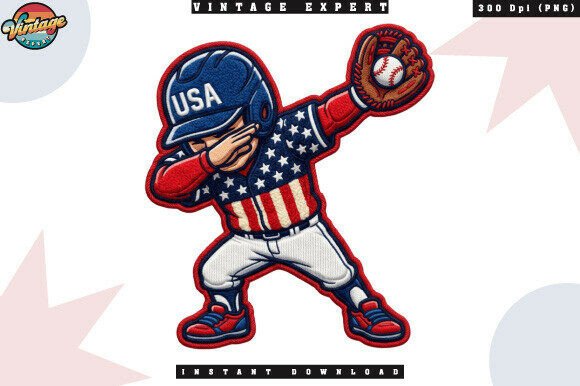 4th of July Baseball Crochet Yarn PNG: Merging Americana Aesthetics with Modern Digital Design