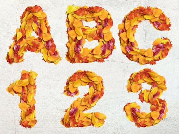 Autumn Leaves Alphabet PNG Set for Fall Designs
