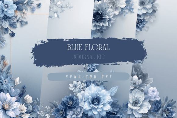 Blue Floral Journal Kit, Wallpaper: Elevating Your Digital and Physical Paper Crafts