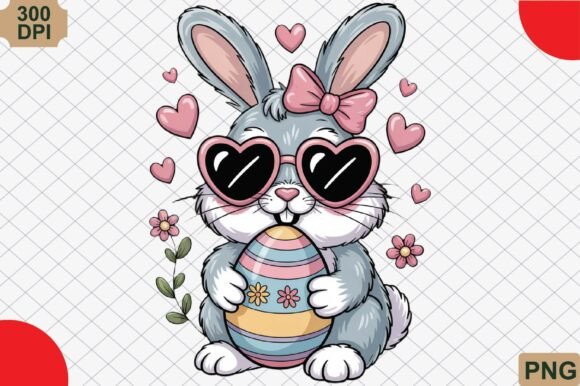 Celebrating Spring with the Sweet Easter Bunny with Pink Bow PNG