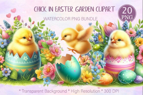 Chick in Easter Garden Clipart Guide