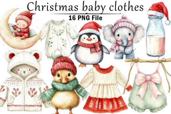 Christmas Baby Clothes Clipart for Creative Projects