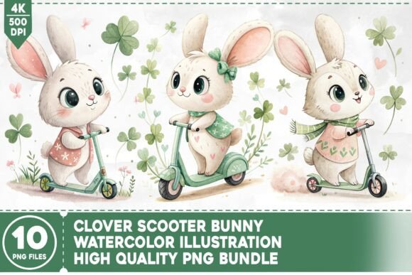 Clover Scooter Bunny PNG Bundle: Elevating Commercial Creative Projects