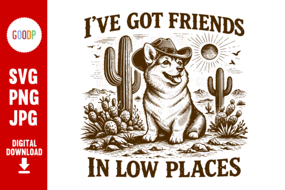 Corgi Cowboy Friends in Low Places PNG Guide