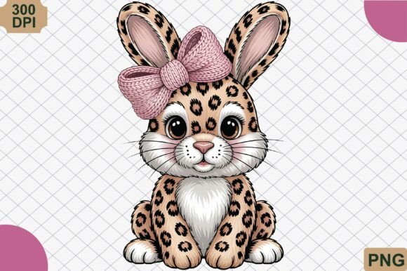 Cute Leopard Bunny Easter PNG for Trendy Crafts
