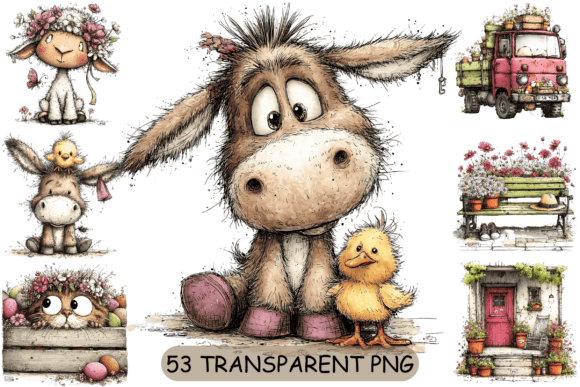 Elevating Seasonal Design: The Strategic Value of the 53 Spring Farm Animals PNG Clipart Set