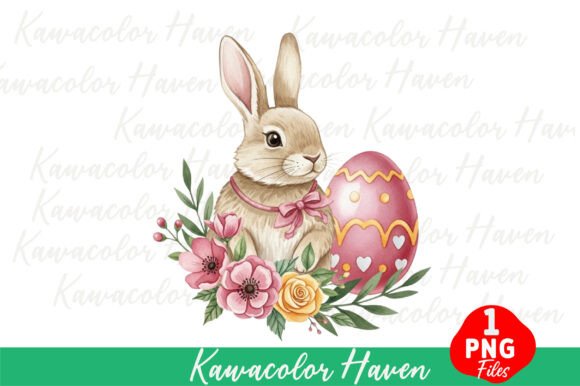 Elevating Spring Projects with Cute Easter Bunny with Egg and Flowers Clipart