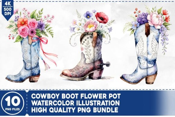 Elevating Western Aesthetics: The Strategic Value of the Cowboy Boot Flower Pot PNG Bundle for Modern Creators