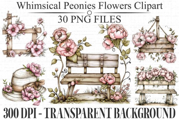 Evaluating Whimsical Peonies Flowers Clipart PNG for Creative Projects