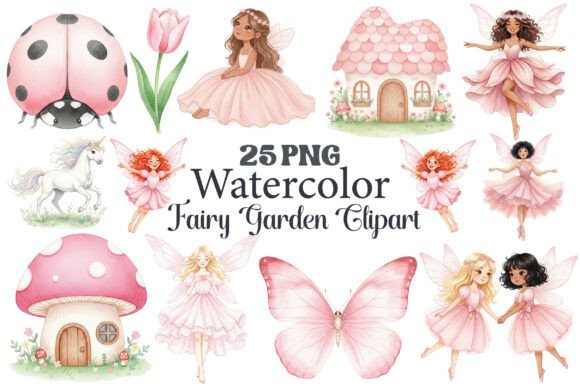 Fairy Garden Clipart Bundle: Elevating Magical Designs with Watercolor Art