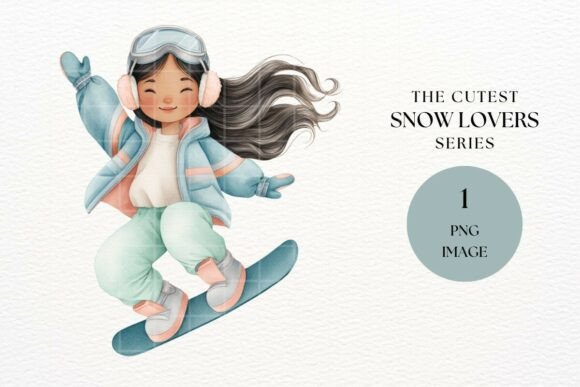 Girl Snowboarding Winter Sports Clipart Guide