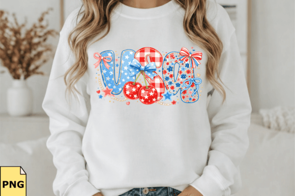 Preppy USA Coquette Gingham Floral PNG Design
