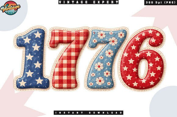 Red White Blue 1776 Patchwork PNG: Elevating Patriotic Designs with Quilt Style Charm