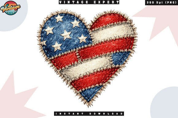 Red White Blue Patchwork Heart PNG: A Guide to Vintage Americana Design Assets