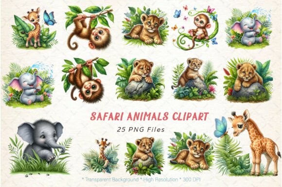 Safari Animals Clipart: 25 High-Res PNG Designs