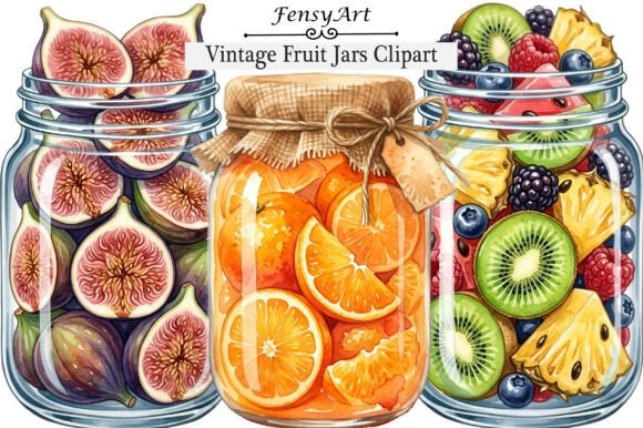 Vintage Fruit Jars Clipart for Creative Projects