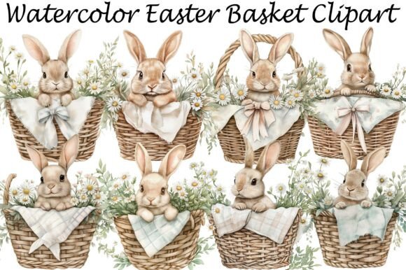 Watercolor Easter Basket Clipart: Elevating Seasonal Projects with Hand-Painted Charm