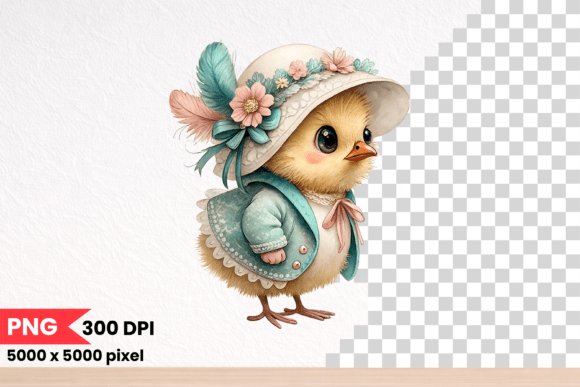 Whimsical Chick Vintage Hat Illustration: A Versatile Asset for Seasonal Design