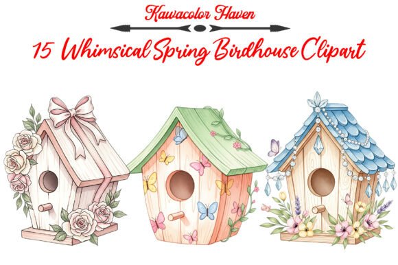 Whimsical Spring Birdhouse Clipart for Creative Projects